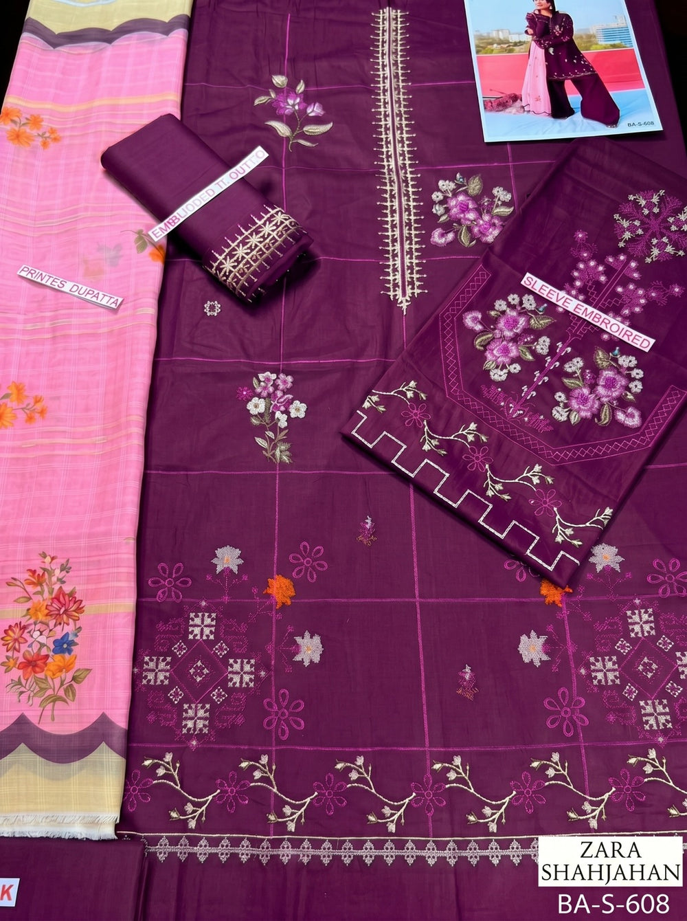 ZARA SHAHJAHAN EMROIDED 3PC