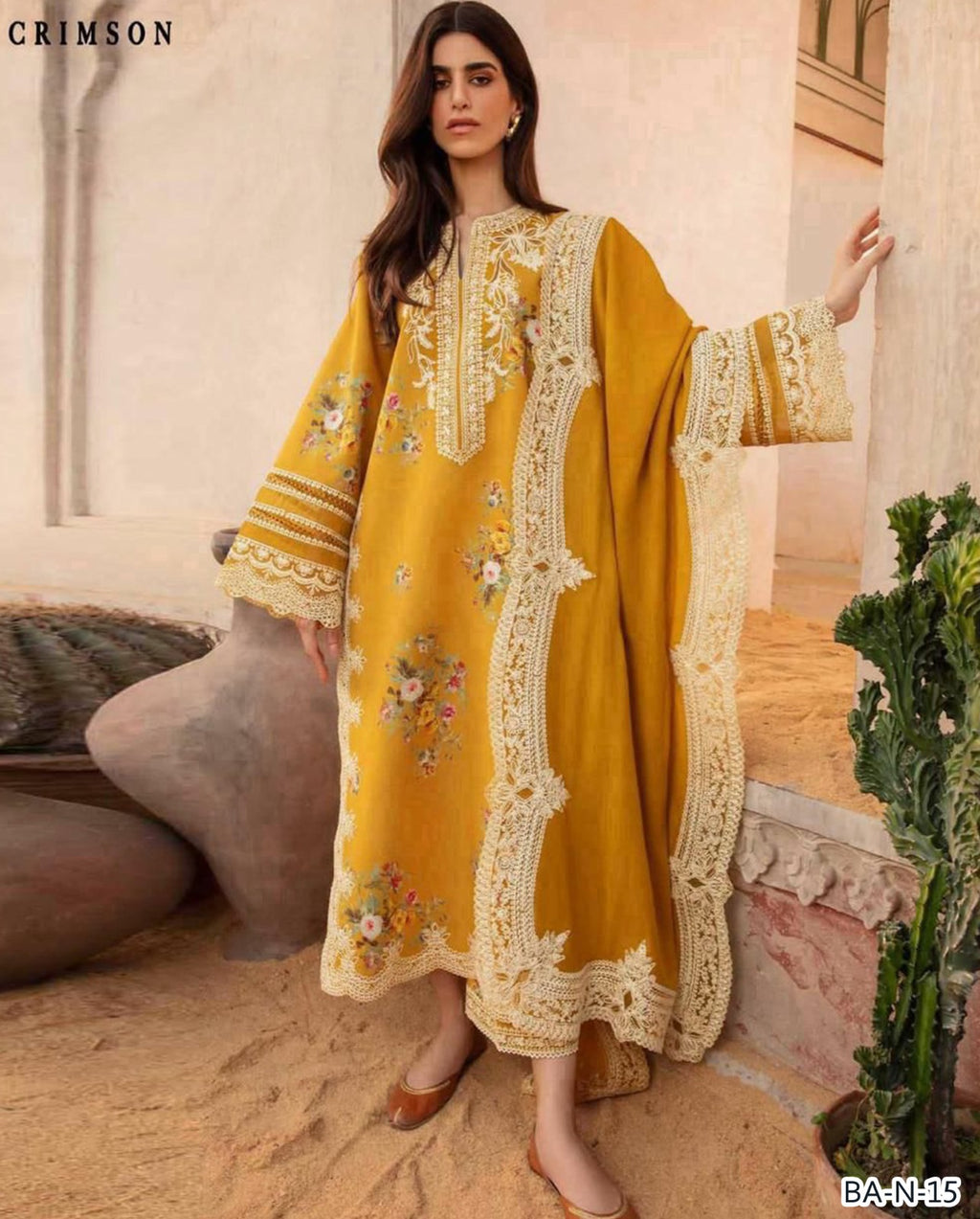 CRIMSON EMBROIDERED 3PC LAWN