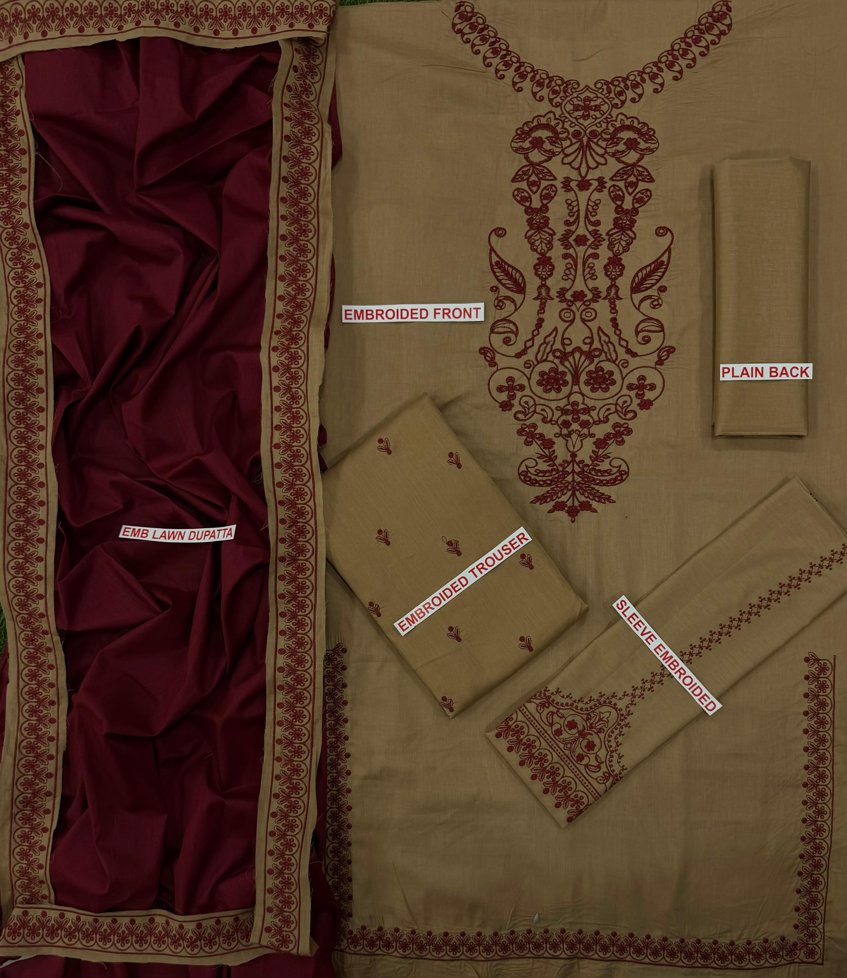 BROQUE EMBROIDERED 3PC LAWN