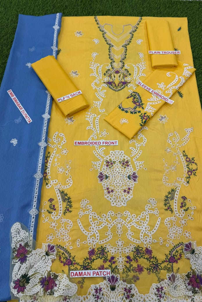 QALAMKAR EMBROIDERED 3PC LAWN
