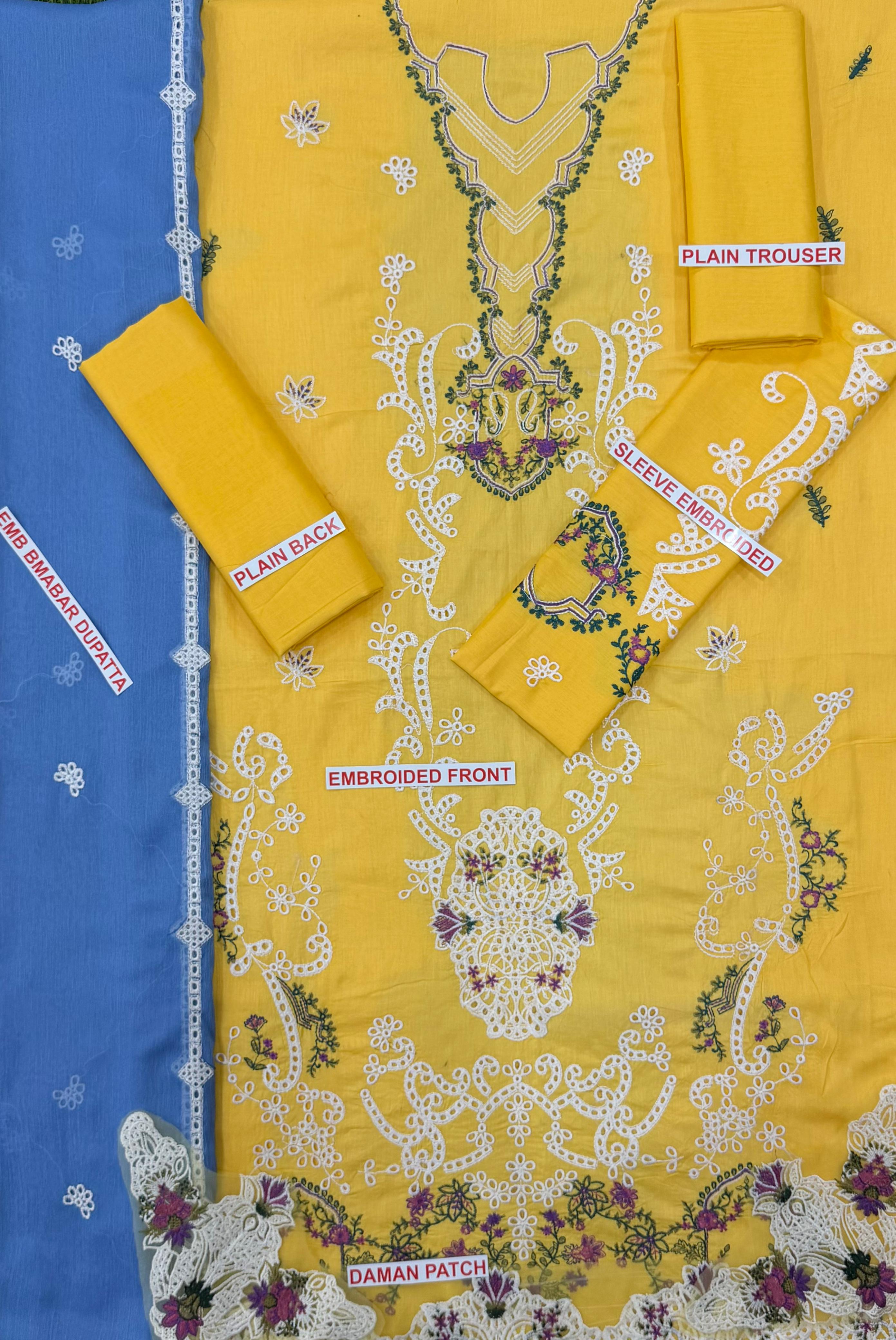 QALAMKAR EMBROIDERED 3PC LAWN