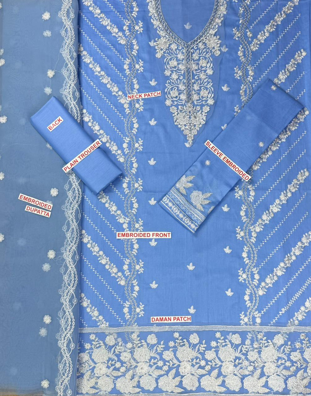 AZURE EMBROIDED LAWN 3PC