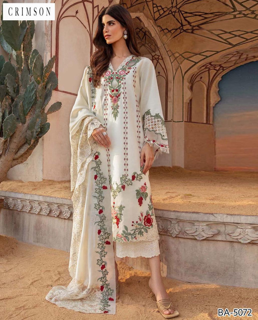 CRIMSON EMBROIDERED 3pc lawn