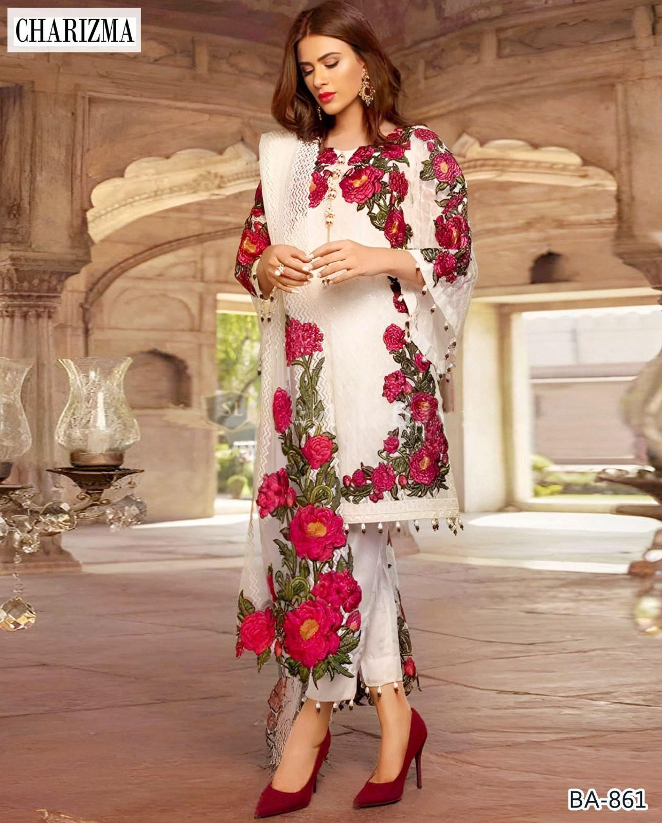 CHARIZMA EMBROIDERED 3PC LAWM