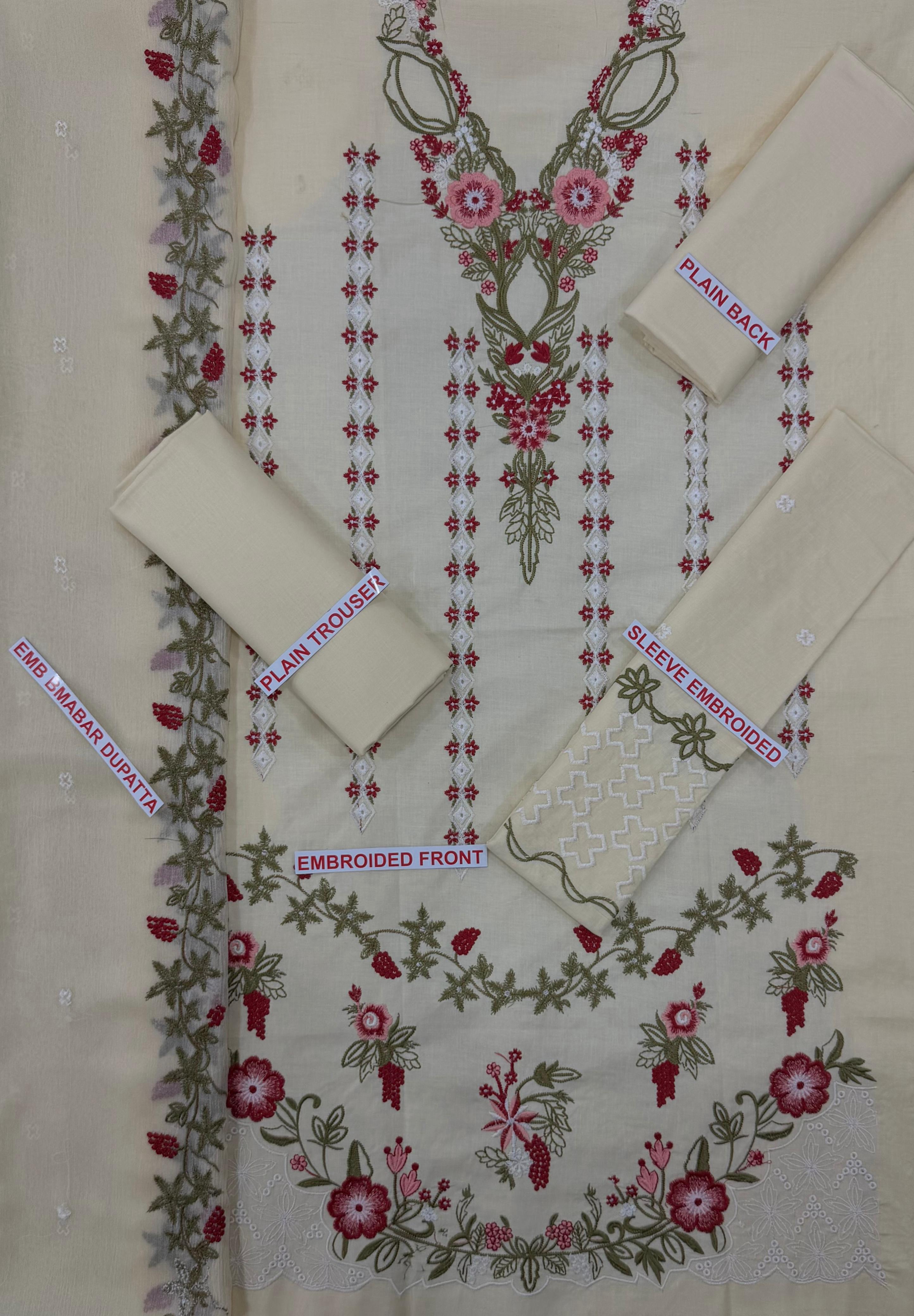 CRIMSON EMBROIDERED 3pc lawn