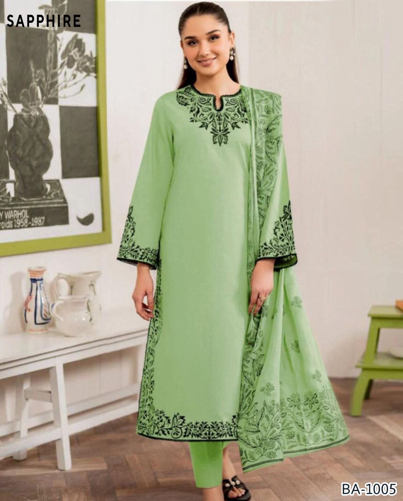 SAPPHIRE EMBROIDERED 2PC LAWN