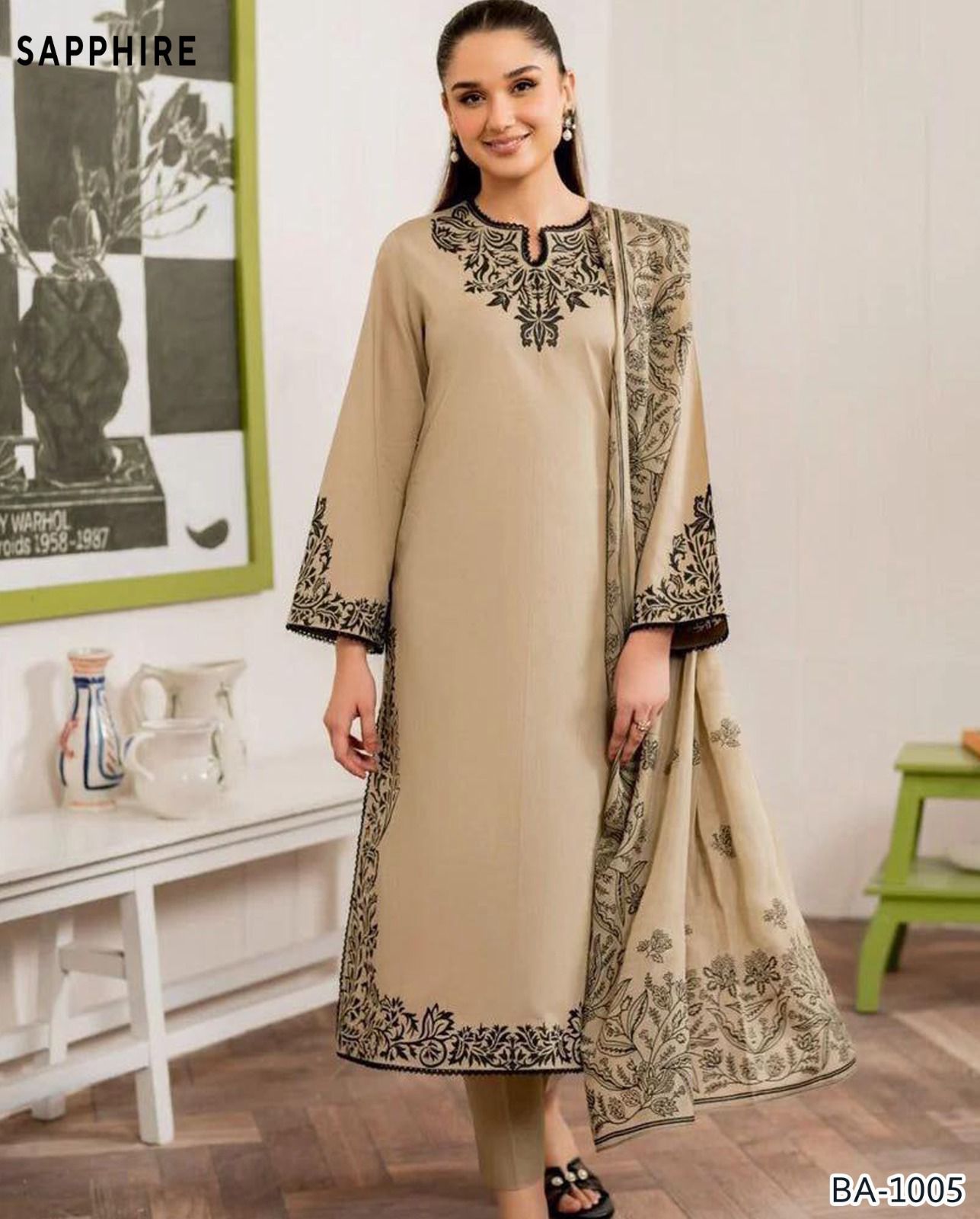 SAPPHIRE EMBROIDERED 2PC LAWN