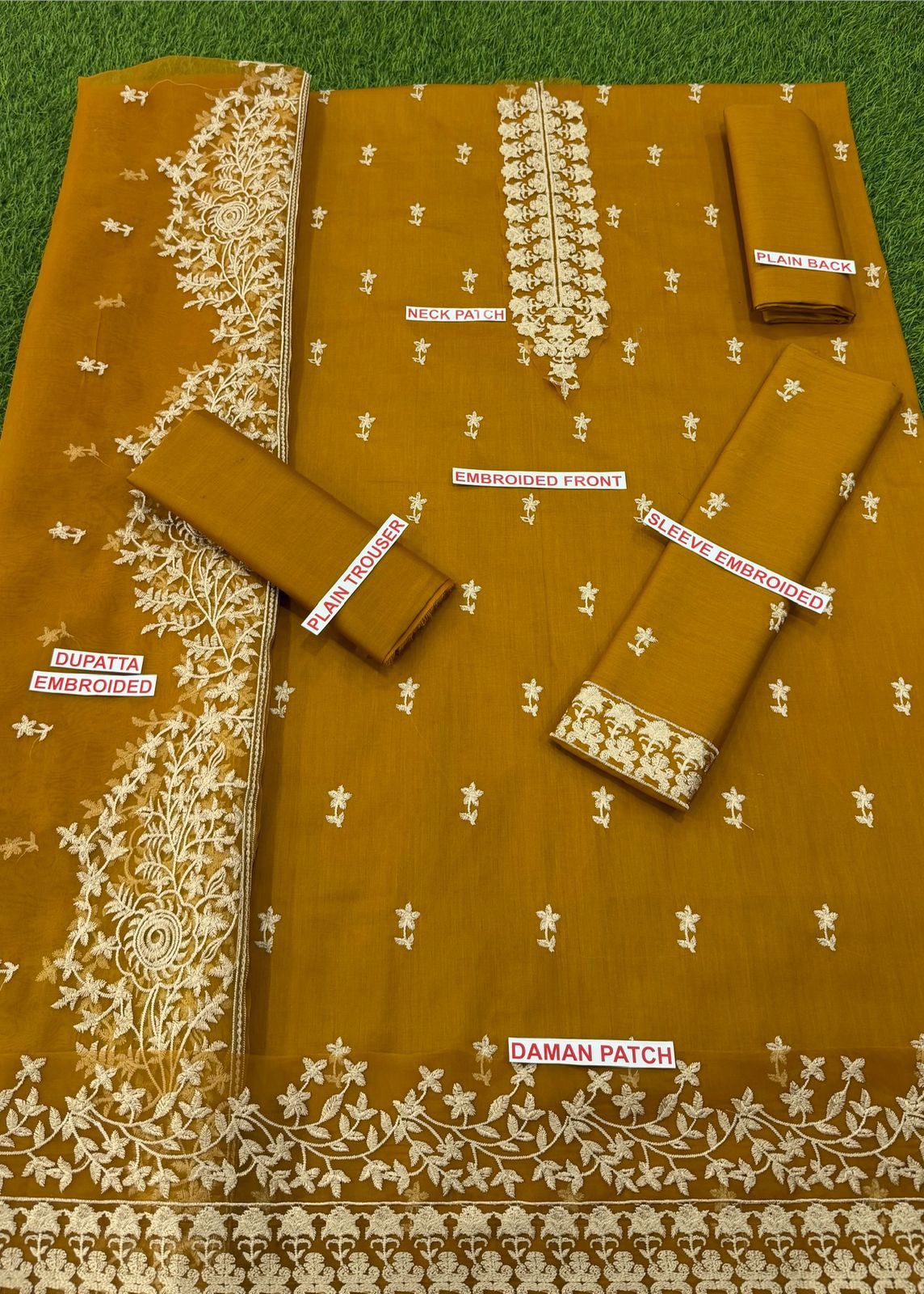 Cross stitch Embroidered 3pc lawn