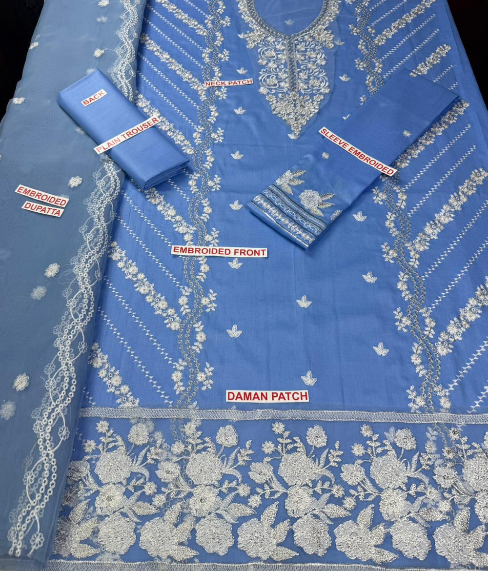 AZURE EMBROIDED LAWN 3PC