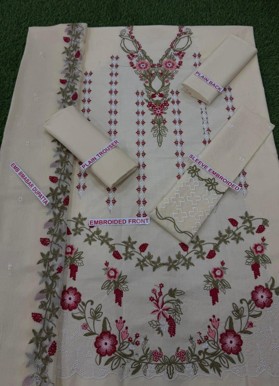 CRIMSON EMBROIDERED 3pc lawn