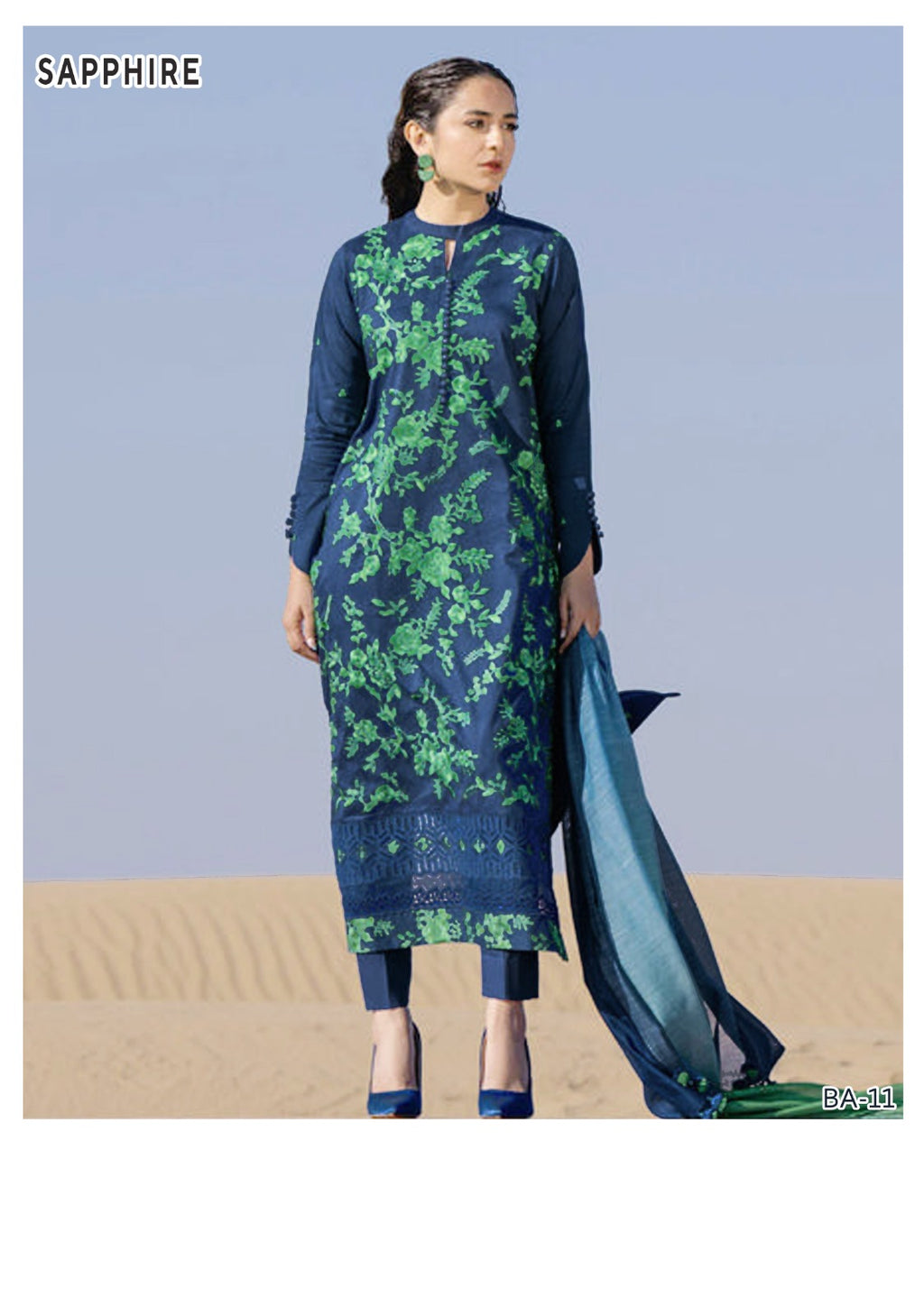 SAPPHIRE EMBROIDERED 3PC LAWN