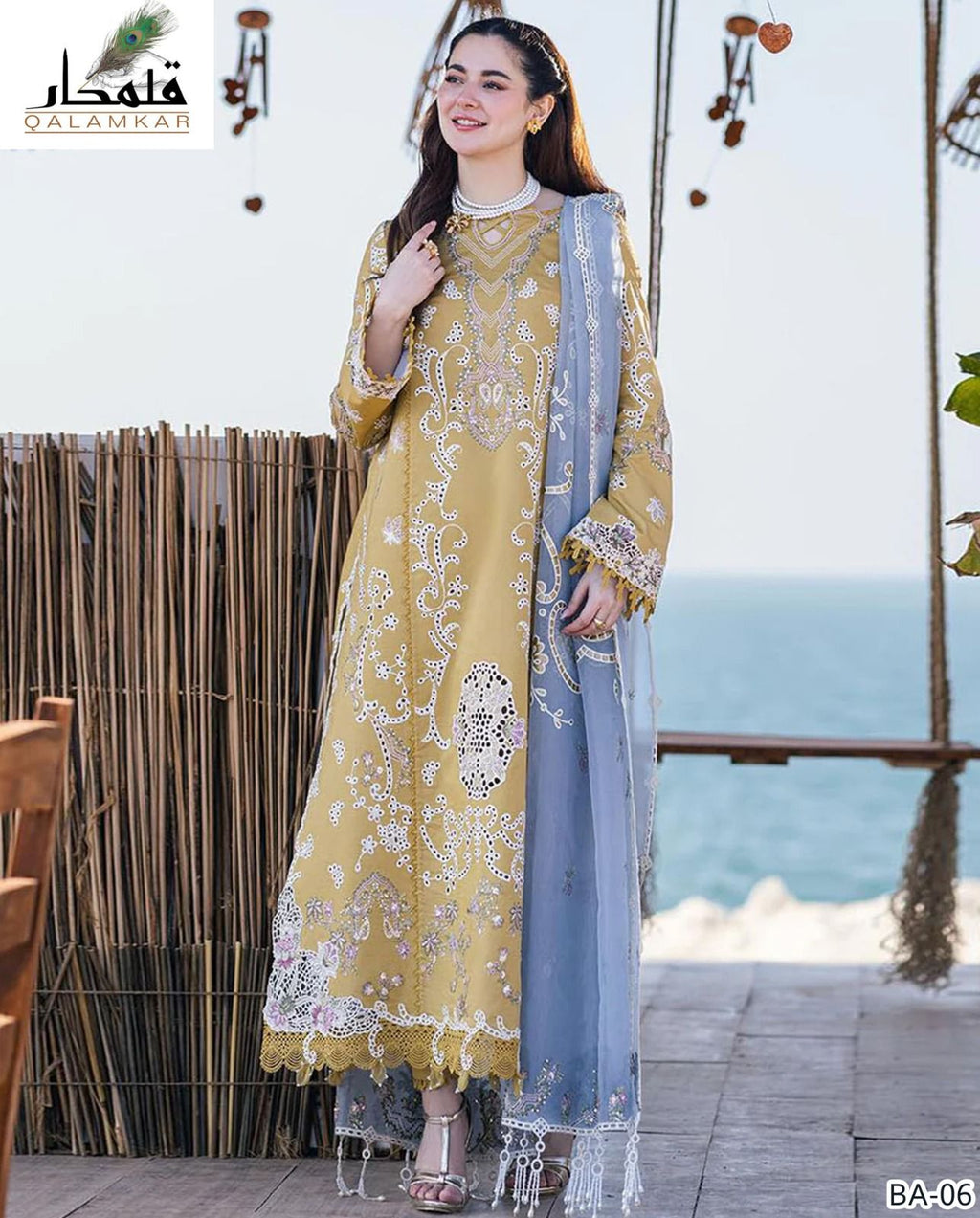 QALAMKAR EMBROIDERED 3PC LAWN