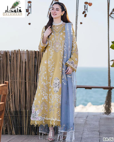 QALAMKAR EMBROIDERED 3PC LAWN
